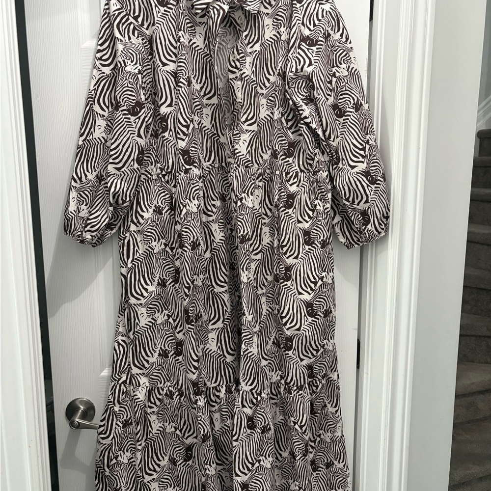 Maeve Black and White Zebra Pattern Dress